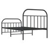 vidaXL Estrutura de cama com cabeceira e pés 107x203 cm metal preto