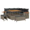 vidaXL Conjunto de Sof&aacute; de Jardim com almofada 9 pcs Cinzeto vime PE