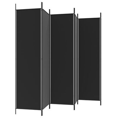 vidaXL Divisória de quarto com 6 painéis 300x200 cm tecido preto
