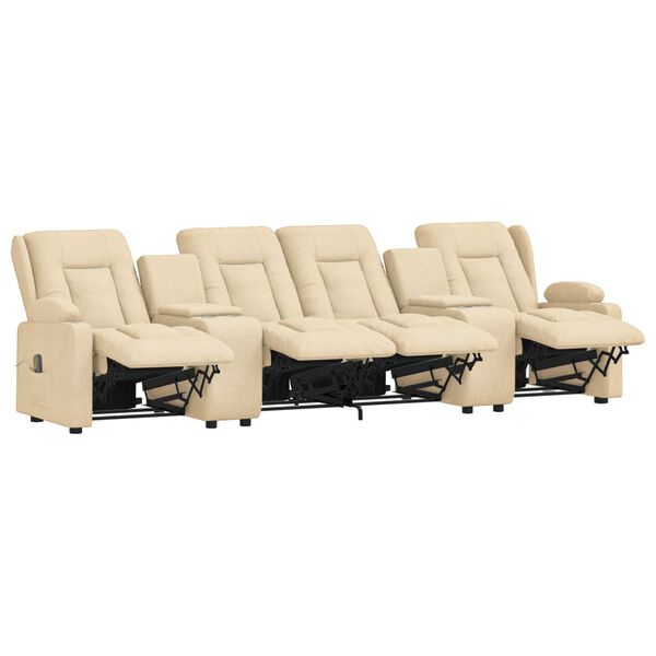 vidaXL Poltrona massagem 4 lug. reclin. c/ suportes copo tecido creme