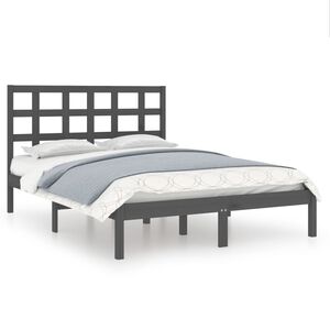 vidaXL Estrutura de cama 200x200 cm madeira maci&ccedil;a cinzento