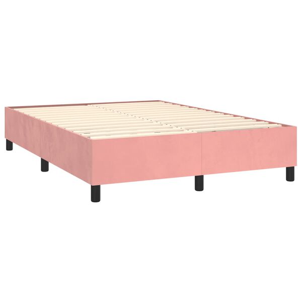 vidaXL Cama com molas/colch&atilde;o 140x200 cm veludo rosa