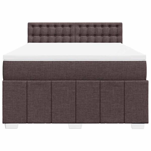 vidaXL Cama com molas/colch&atilde;o 140x190 cm tecido castanho-escuro