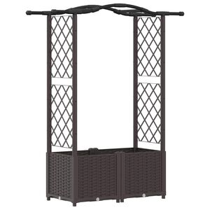 vidaXL Cama Elevada com Treli&ccedil;a e Telhado Castanho 125 x 40 x 138 cm