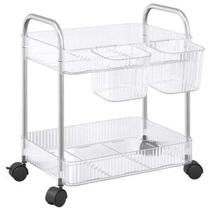 vidaXL Carrinho arruma&ccedil;&atilde;o 2 camadas transparente 37x28x43,5cm acr&iacute;lico