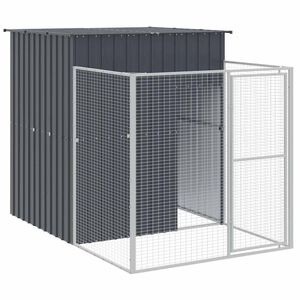 vidaXL Casota para c&atilde;es com parque a&ccedil;o galvanizado antracite