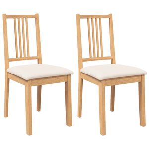 vidaXL Cadeiras de jantar com almofad&otilde;es 2 pcs madeira maci&ccedil;a natural