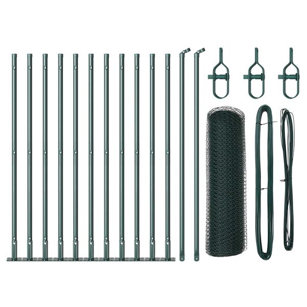 vidaXL Poste de Cerca Verde 25 x 0,4 m (malha de 25 mm) A&ccedil;o e PVC