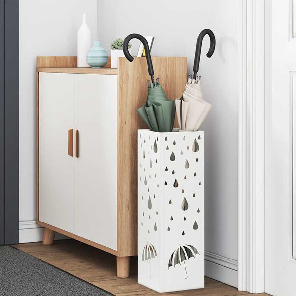 vidaXL Suporte de Guarda-Sol Branco 15.5 x 15.5 x 49 cm Metal