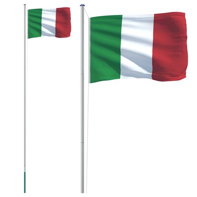 vidaXL Bandeira da Itália e mastro 6,23 m alumínio