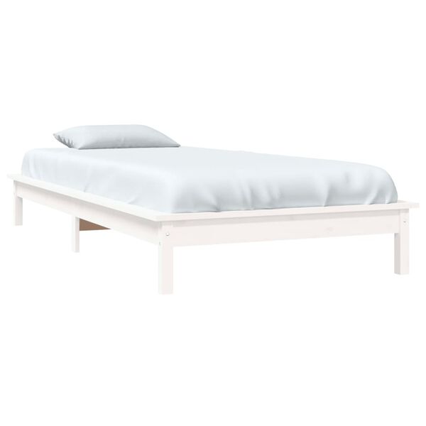 vidaXL Estrutura de cama 90x200 cm pinho maci&ccedil;o branco