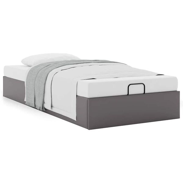 vidaXL Estrutura de cama otomana sem colch&atilde;o 90x200 cm cinzenta