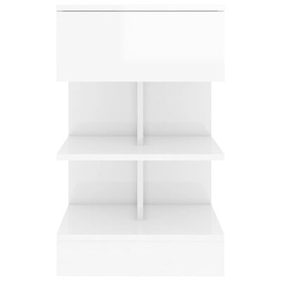 vidaXL Mesa de cabeceira 40x35x65 cm contraplacado branco brilhante