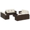 vidaXL 13 pcs conjunto sof&aacute;s p/ jardim c/ almofad&otilde;es vime PE castanho