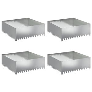 vidaXL Acabamento para Gramado 4 pcs 100 x 100 x 35 cm A&ccedil;o Prateado