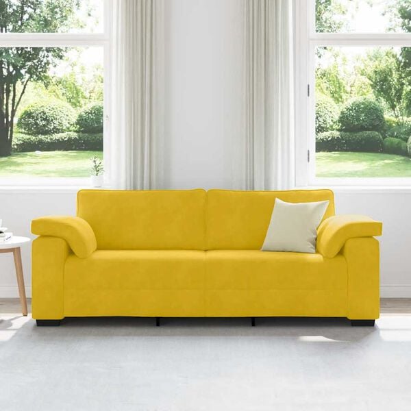 vidaXL Sof&aacute; de 3 lugares 220x77x82 cm veludo amarelo