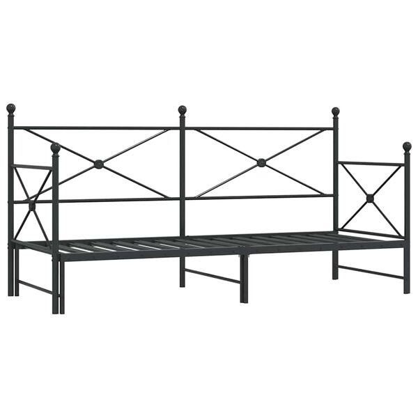 vidaXL Cama de dia com gavet&atilde;o sem colch&atilde;o 80x200 cm a&ccedil;o preto