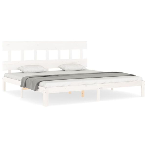 vidaXL Cama sem colch&atilde;o 200x200 cm madeira de pinho maci&ccedil;a branco