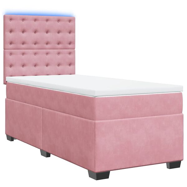 vidaXL Cama com molas/colch&atilde;o 90x190 cm veludo rosa