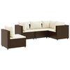 vidaXL 5 pcs conjunto lounge jardim c/ almofad&otilde;es vime PE castanho