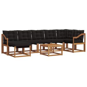 vidaXL Conjunto de Sof&aacute;s para Exterior 8 unid. Natural e Preto