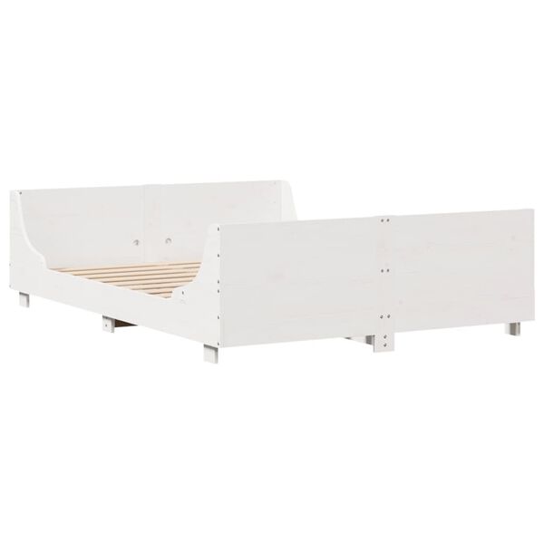 vidaXL Cama sem colch&atilde;o 120x200 cm madeira de pinho maci&ccedil;a branco