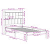 vidaXL Cama com estante sem colch&atilde;o 75x190 cm pinho maci&ccedil;o branco
