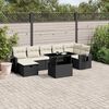 vidaXL 8 pcs conjunto sof&aacute;s de jardim com almofad&otilde;es vime PE preto