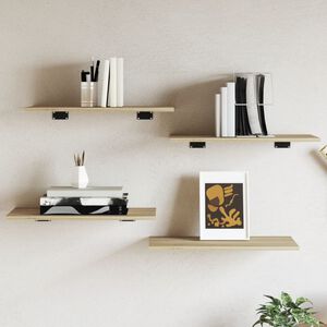vidaXL Prateleiras estante 4pcs 60x30x1,5cm contraplacado cor carvalho