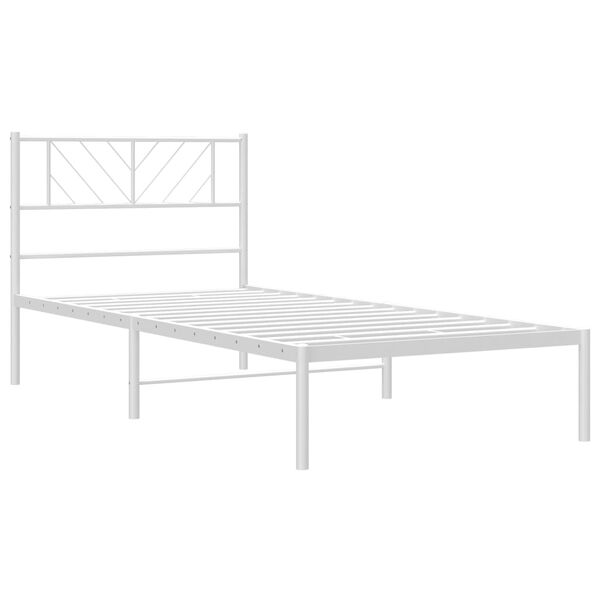 vidaXL Estrutura de cama com cabeceira 90x200 cm metal branco