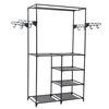 vidaXL Suporte para roupas a&ccedil;o e tecido n&atilde;o tecido 87x44x158 cm preto