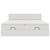 vidaXL Estrutura de cama otomana com colch&atilde;o branco couro falso