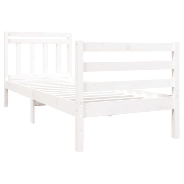 vidaXL Estrutura de cama solteiro 90x190 cm madeira maciça branco