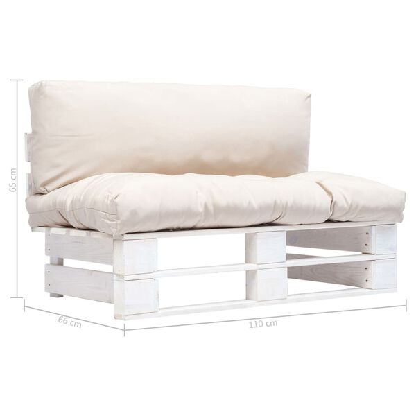 vidaXL Sof&aacute; de paletes p/ jardim c/ almofad&otilde;es cor areia madeira pinho