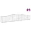vidaXL Cestos gabi&atilde;o arqueados 9 pcs 400x50x60/80 cm ferro galvanizado