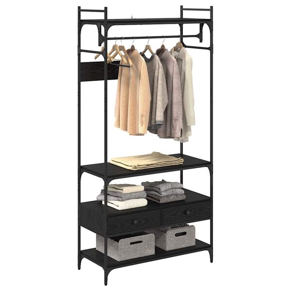 vidaXL Guarda-roupa com gaveta Carvalho preto 89 x 39 x 184.5 cm