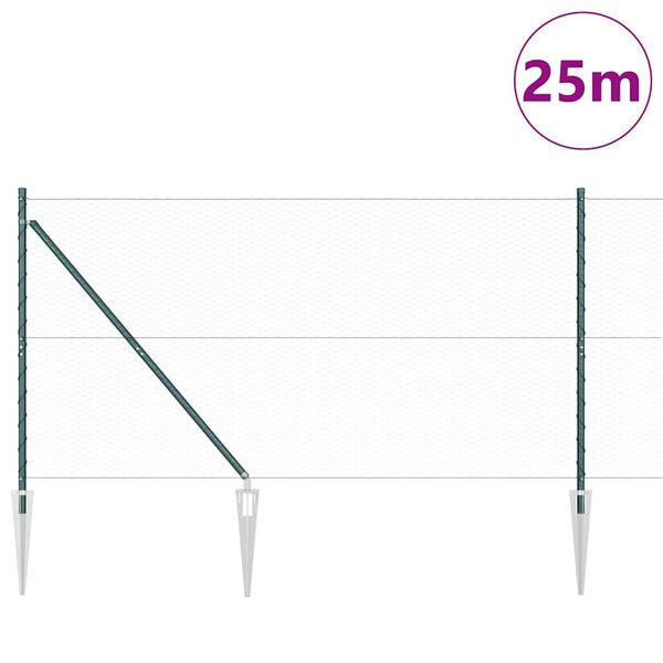 vidaXL Poste de Cerca Verde 25 x 1,2 m (rede de 25 mm) A&ccedil;o