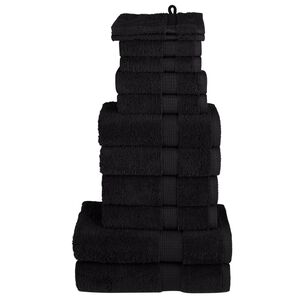 vidaXL 12pcs Conjunto toalhas banho premium SOLUND 600 gsm preto