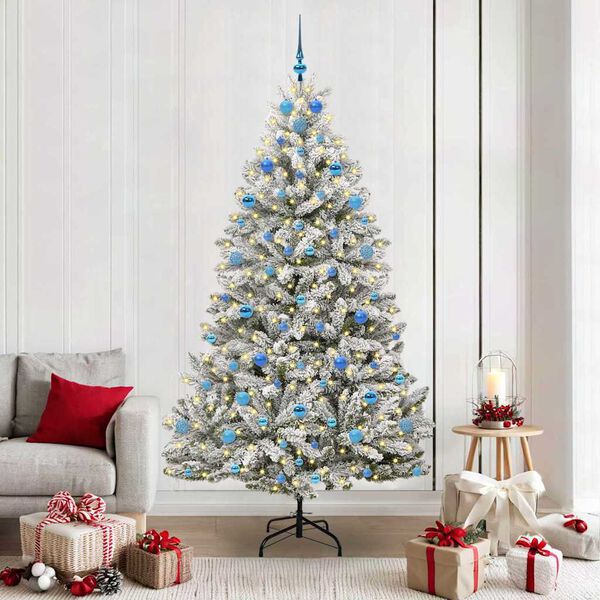 vidaXL &Aacute;rvore de Natal Artificial Verde e Branco 210 cm PVC e Metal