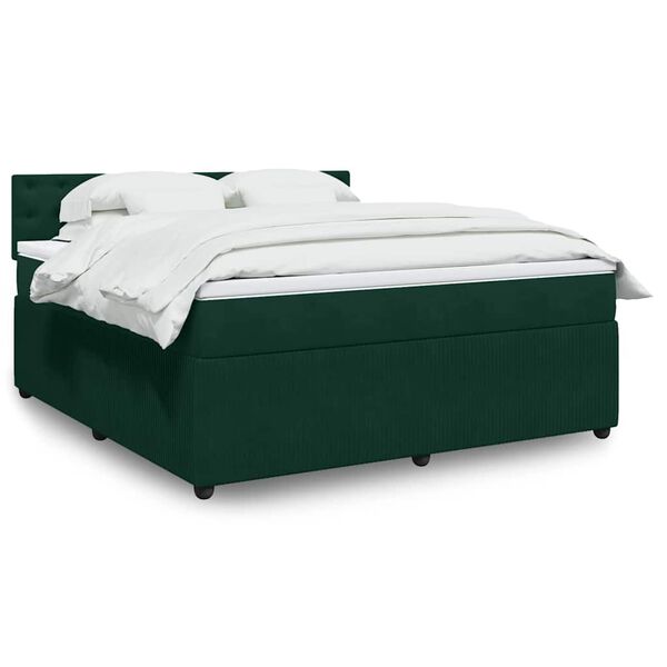 vidaXL Cama com molas/colch&atilde;o 180x200 cm veludo verde-escuro