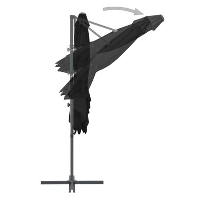 vidaXL Guarda-sol cantilever com poste de aço 250x250 cm preto