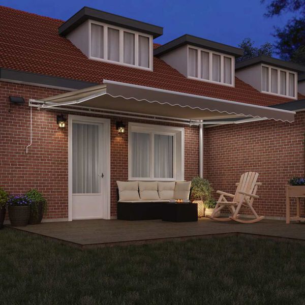 vidaXL Toldo Retr&aacute;til Manual Bege 450 &times; 300 cm Tecido e A&ccedil;o