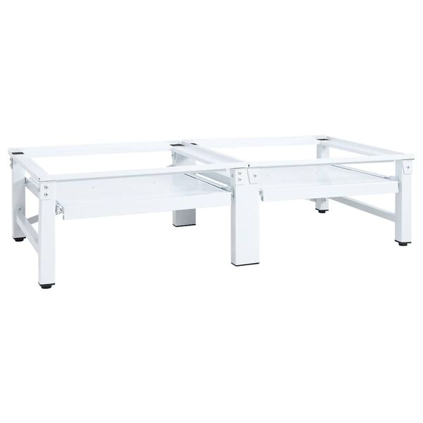 vidaXL Suporte duplo m&aacute;q. lavar/secar c/ prateleiras extra&iacute;veis branco