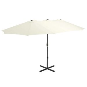 vidaXL Guarda-sol de exterior c/ mastro alum&iacute;nio 460x270 cm cor areia