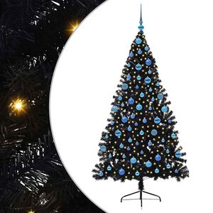 vidaXL &Aacute;rvore de Natal Artificial Pr&eacute;-iluminada Preto 180 cm PVC