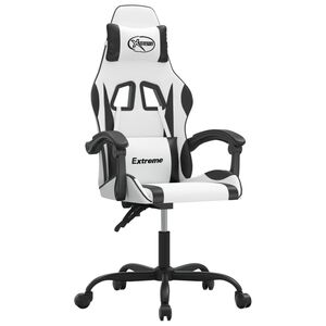 vidaXL Cadeira gaming couro artificial branco e preto