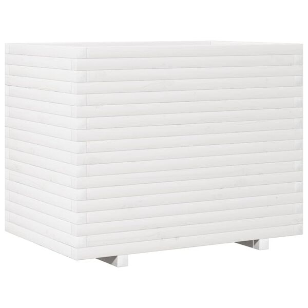 vidaXL Vaso/floreira de jardim 90x60x72 cm pinho maci&ccedil;o branco
