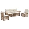 vidaXL Conjunto de Sof&aacute; de Jardim 5 unid. 5 lugar Bege vime PE