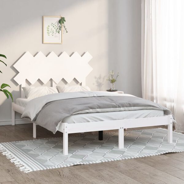 vidaXL Estrutura de cama 120x200 cm madeira maci&ccedil;a branco