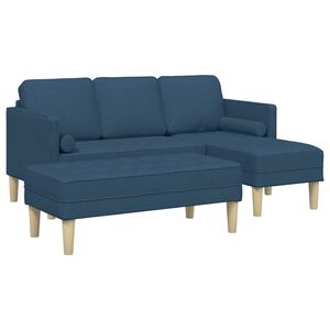 vidaXL Conjunto de Sof&aacute;s 2 unid. Azul Poli&eacute;ster